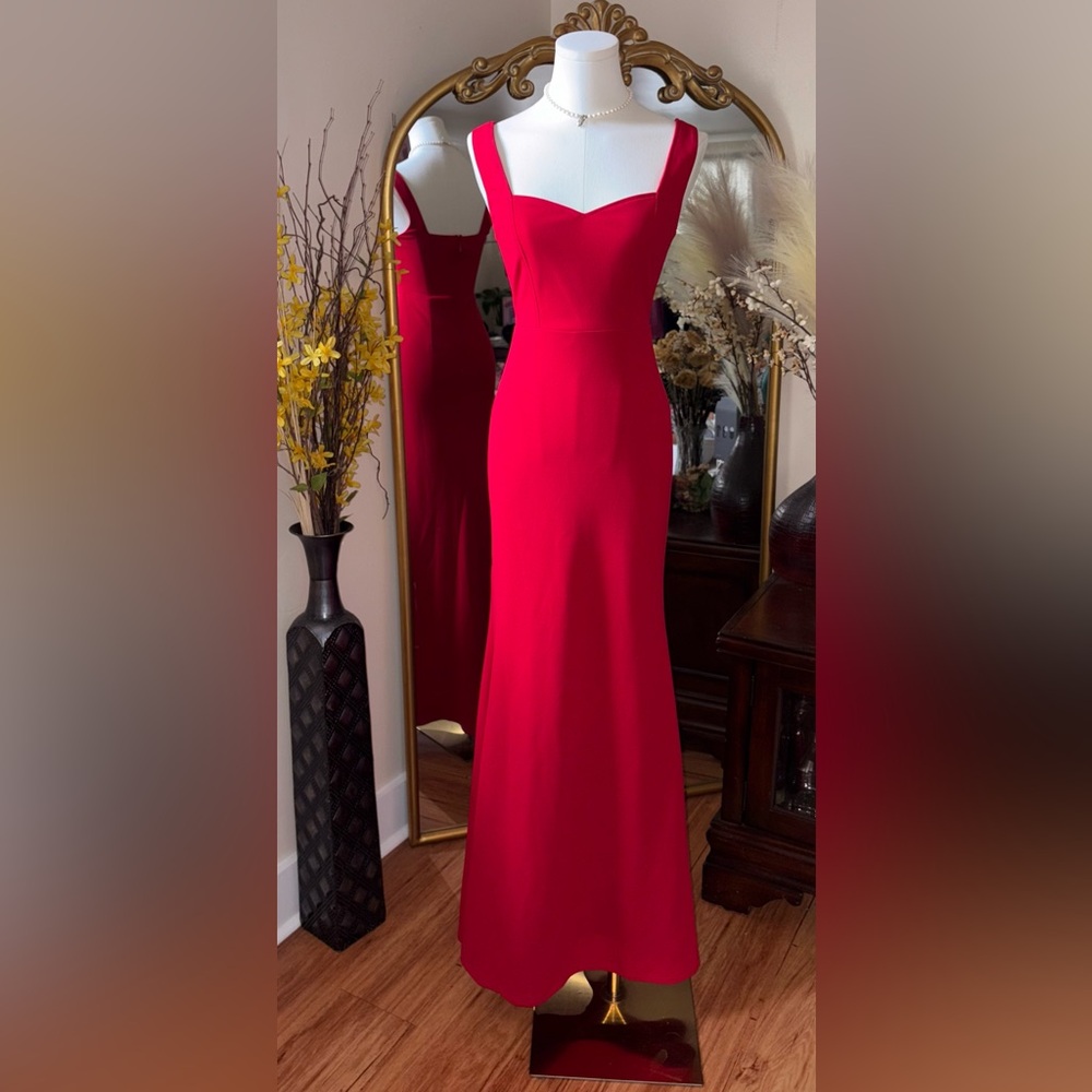 Lulu's Red Sheath Maxi Dress Sweetheart Neckline